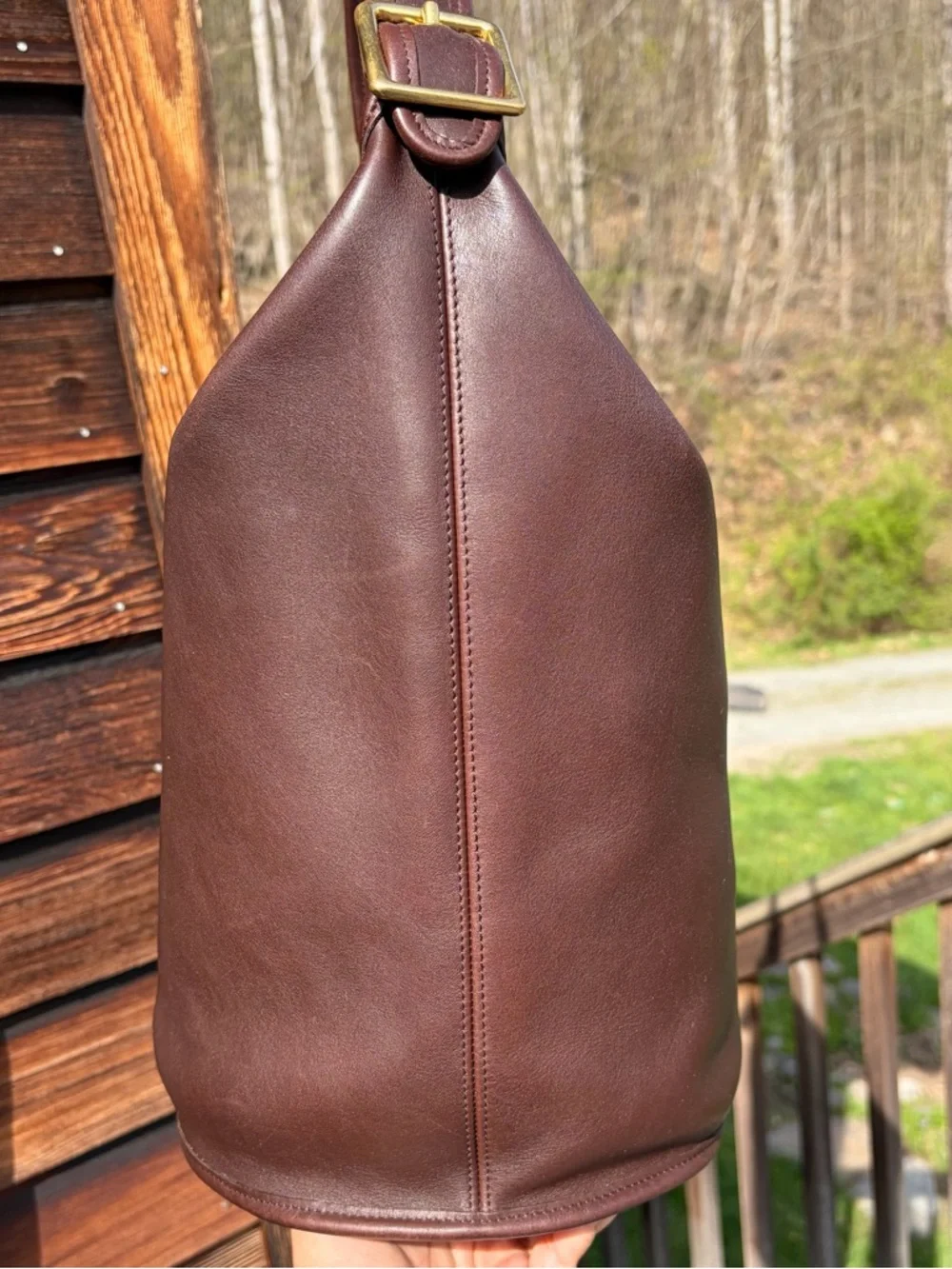 COACH Duffle Sac #9085 Mahogany Brown Leather Hungary Vintage 90s XL Bucket Bag - Picture 6 of 12